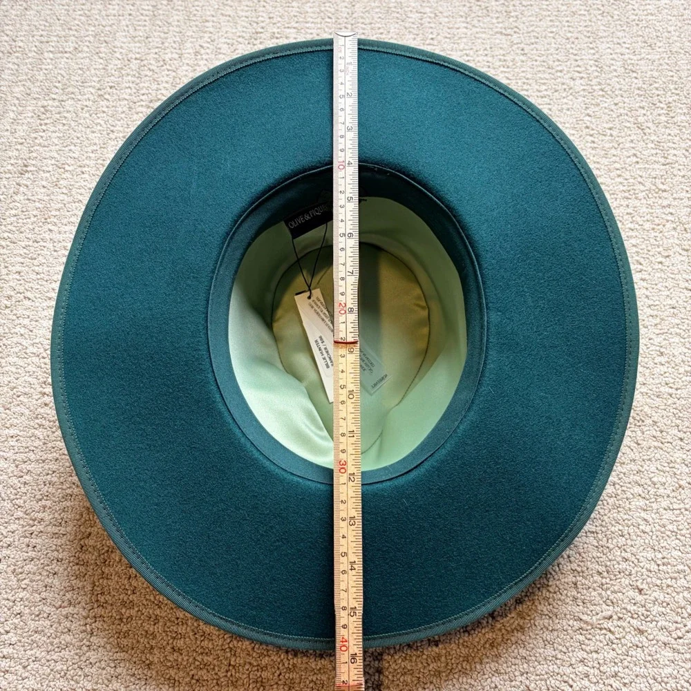 Olive & Pique Billie Hunter Rancher Hat Green Wool Wide Brim Fedora